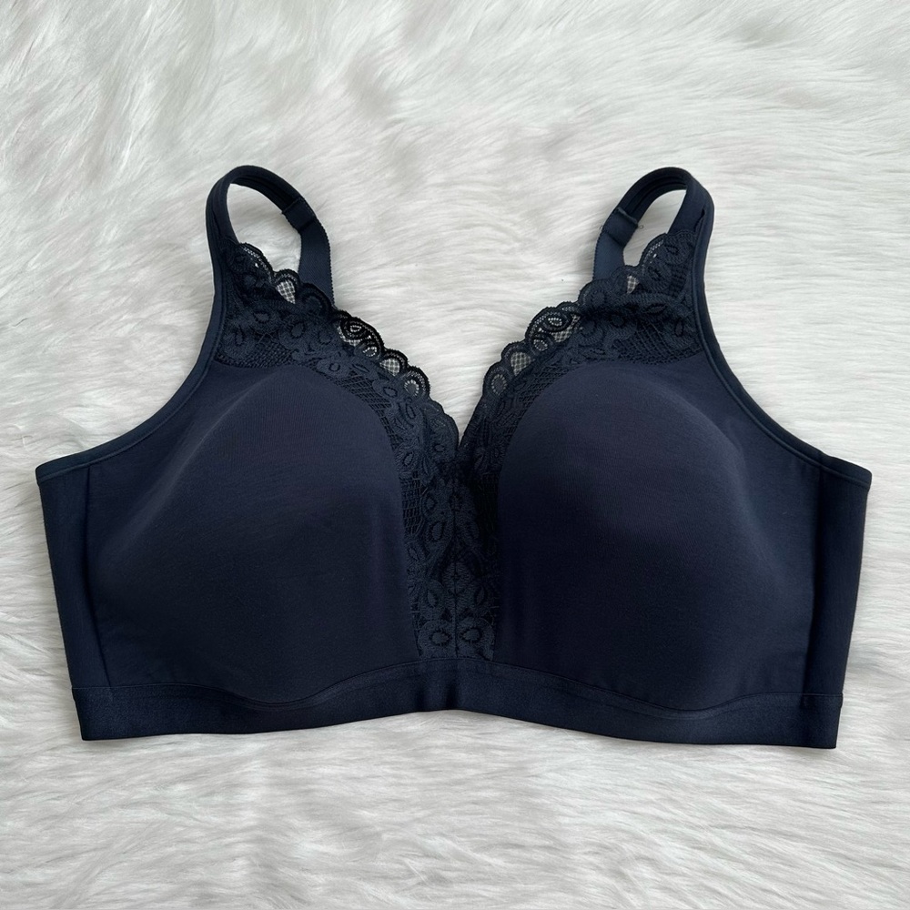 Cacique 46F Lightly Lined No-Wire Navy Blue Bra